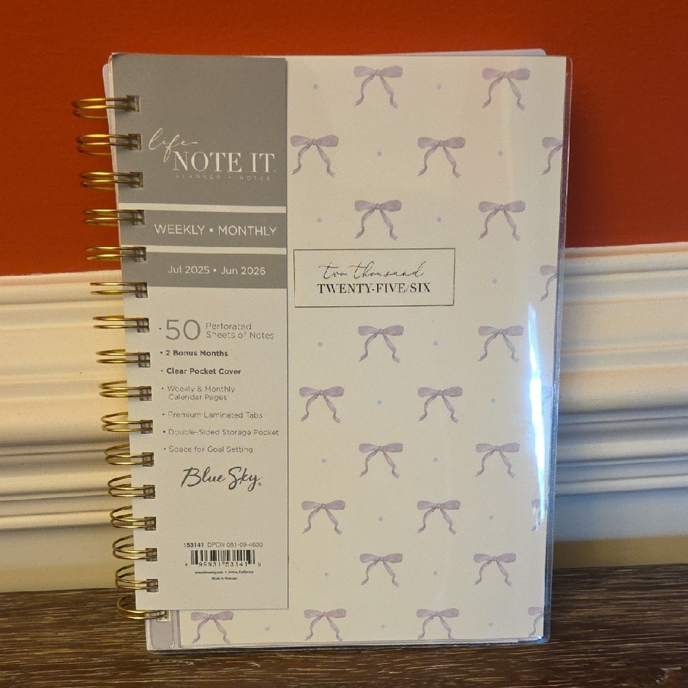 New😍 Blue Sky Weekly/Monthly July 2025-June 2026 Planner Notes 5.875x8.625